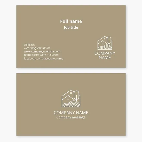 Minimalistic business card template for landscaping courtyards and streets