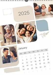 Calendar template In squares - happy family with daughter