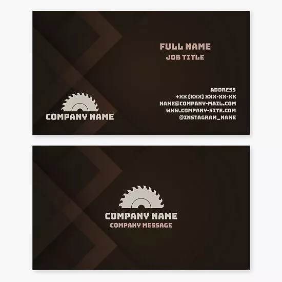 Woodworking Saw Blade Logo Carpentry Business Card Template