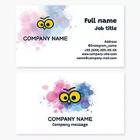 Owl Face | Splattered Paint | Business Card Template