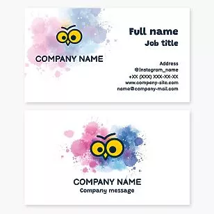 Owl Face | Splattered Paint | Business Card Template