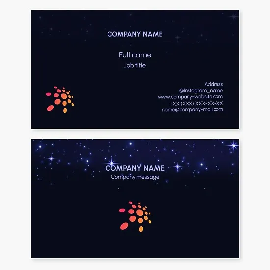 Business card template: "Abstraction. Flight. Energy. Impulse."