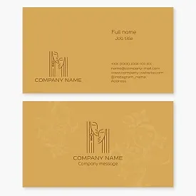 Business card template. Art gallery. Artist, portrait painter, sculptor, applied art. Two female faces. Letter M.
