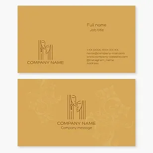 Business card template. Art gallery. Artist, portrait painter, sculptor, applied art. Two female faces. Letter M.