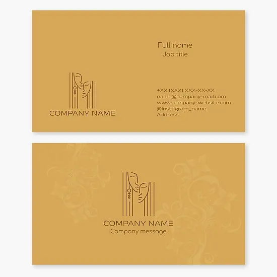Business card template. Art gallery. Artist, portrait painter, sculptor, applied art. Two female faces. Letter M.