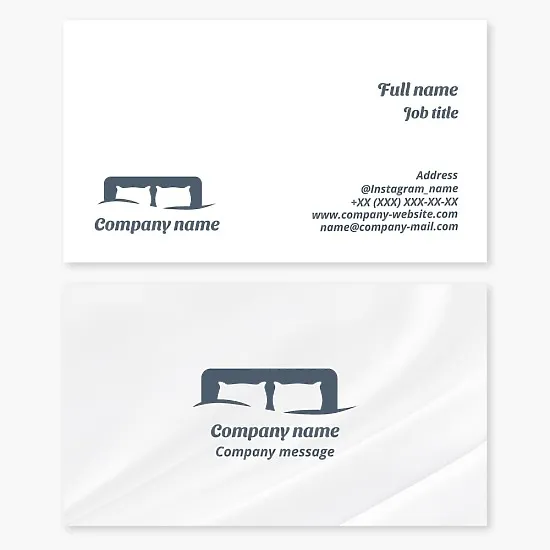 Business card template for bed linen. Hotel. Shop "Goods for sleep".