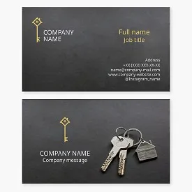 Business card template. Development. Sale and rental of housing. Realtor. Key making.