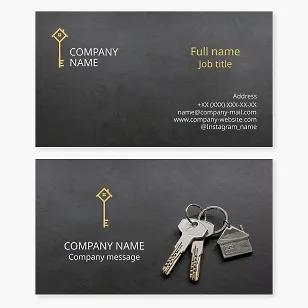 Business card template. Development. Sale and rental of housing. Realtor. Key making.