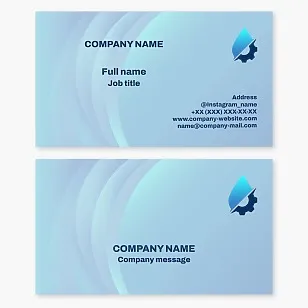 Business card template. A company specializing in hydraulic engineering, plumbing, and water treatment.