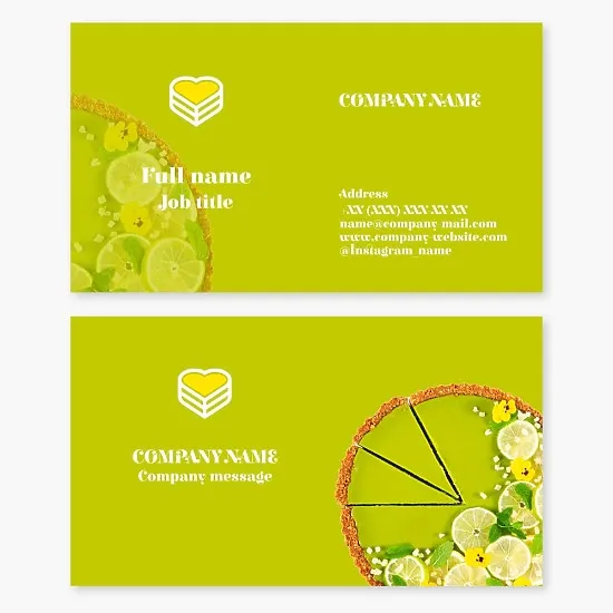 Business card template. Bakery. Production of cakes.