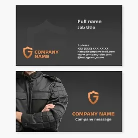 Business card template. Security agency. Shield. Letter G.