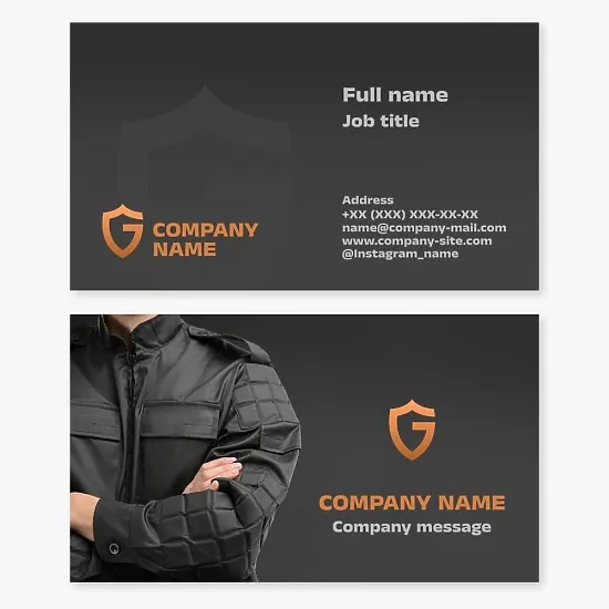 Business card template. Security agency. Shield. Letter G.