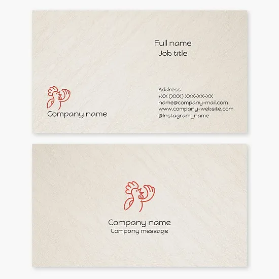 Business card template with a rooster logo. Farming. Abstract. Podcast. Advertising agency.