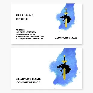 Business Card Template Dragon, Sword, Protection, Security