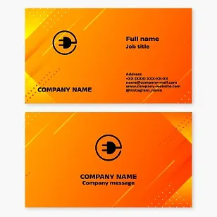 Business card template. Electrical equipment, electrical goods. Electrician. Letter E.