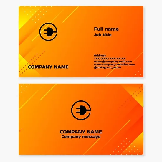 Business card template. Electrical equipment, electrical goods. Electrician. Letter E.