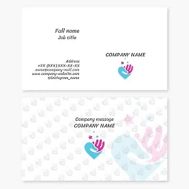 Business card template. Concert organizing. Heart, hands, stars.