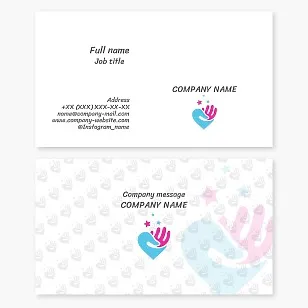 Business card template. Concert organizing. Heart, hands, stars.