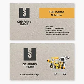 Business card template Tools for construction and finishing works