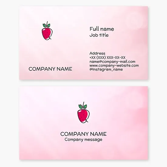 Business card template. Growing strawberries.