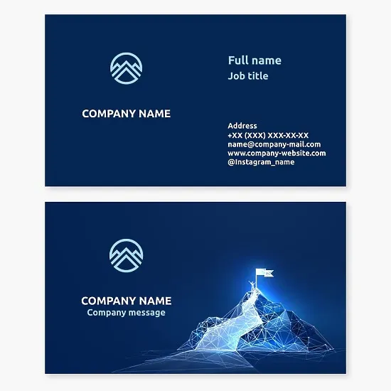 Business card template. Mountaineering Society. Letter O.