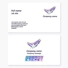 Business card template. Sports, athlete, winner, checkmark. Sports center. Sporting goods store.