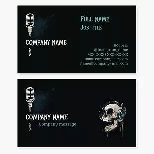 Microphone Skull Headphones Icon | Music Business Card Template