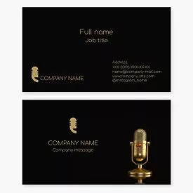 Gold Microphone | Podcast Business Card Template