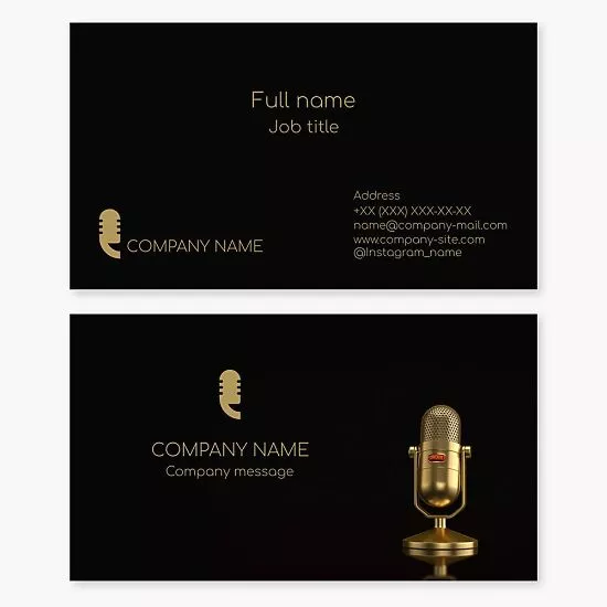 Gold Microphone | Podcast Business Card Template