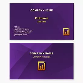 Gold Growth Bar Chart | Purple Business Card Template