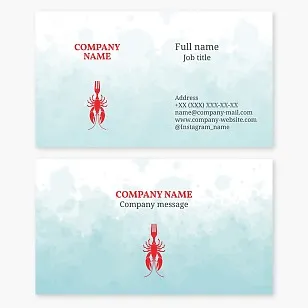 Business card template. Cafe, restaurant. Wholesale crayfish supply.