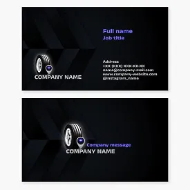 Business card template. Tire service. Wheels, tires.