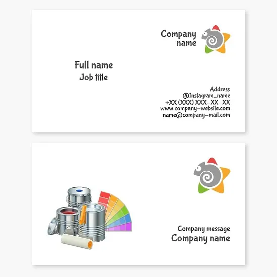 Business card template Paint and varnish products, Color studio, Accessories and tools for painting