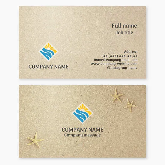 Business card template. Seaside resort hotel. Travel agency.
