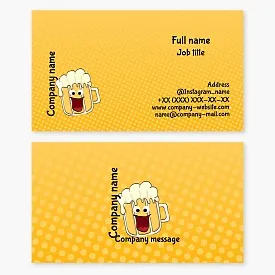 Business card template for a beer company. Beer bar.