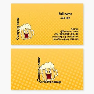 Business card template for a beer company. Beer bar.