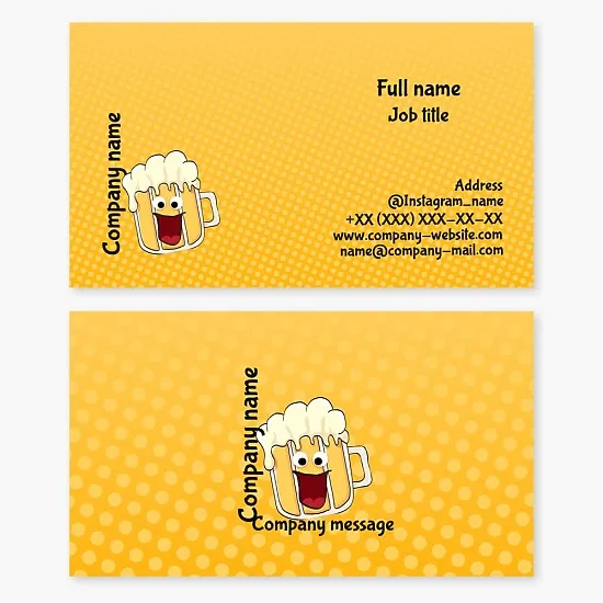 Business card template for a beer company. Beer bar.
