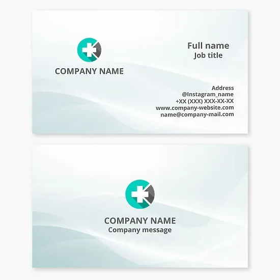 Business card template for healthcare. Hospital, clinic, medical office. Letter C.
