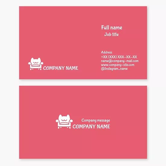 Sofa Logo | Furniture Store | Pink Business Card Template