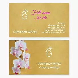 Rabbit Logo | Flower Design | Yellow Business Card Template