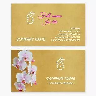 Rabbit Logo | Flower Design | Yellow Business Card Template