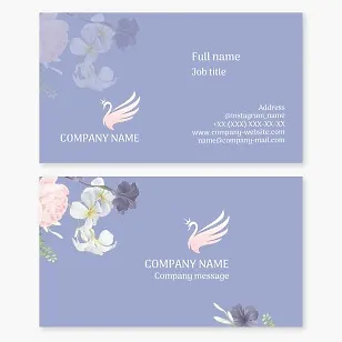 Beauty salon business card template. Swan Princess.