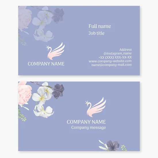 Beauty salon business card template. Swan Princess.