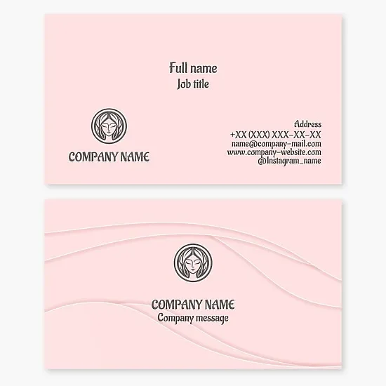 Business card template. Female full face. A layer of cream. Beauty salon. Spa services. Letter O.