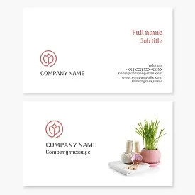 Business card template. Spa services. Letter O.