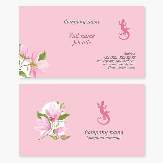 Business card template. Lizard, salamander. Beauty. Beauty salon.