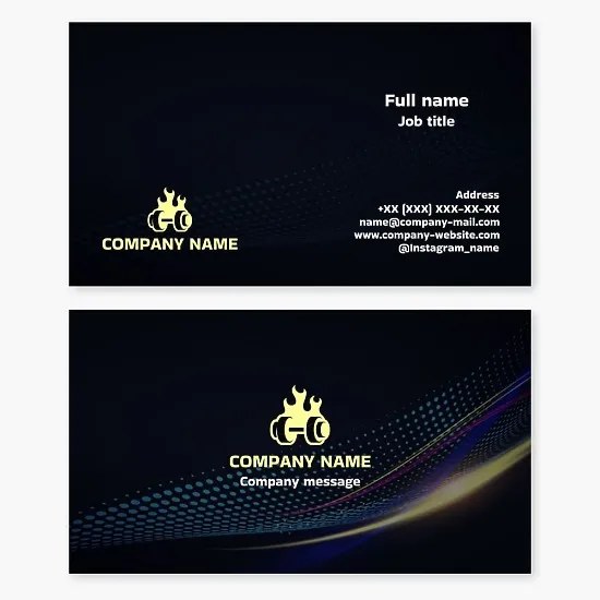 Business card template. Fitness center. Gym.