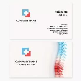 Business card template. Treatment of spinal disorders. Chondroprotectors, physical therapy, massage, manual and therapeutic exercise. Vertebrologist, neurologist, orthopedic traumatologist, neurosurgeon.