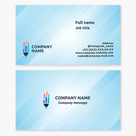Business card template. Pencil, charts, multi-story buildings. Marketing agency. Architectural bureau.