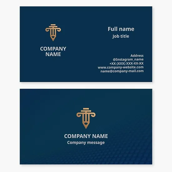Business card template for a law firm, notary office, or attorney bureau.